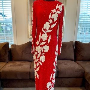 Beautiful beaded red and white gown!